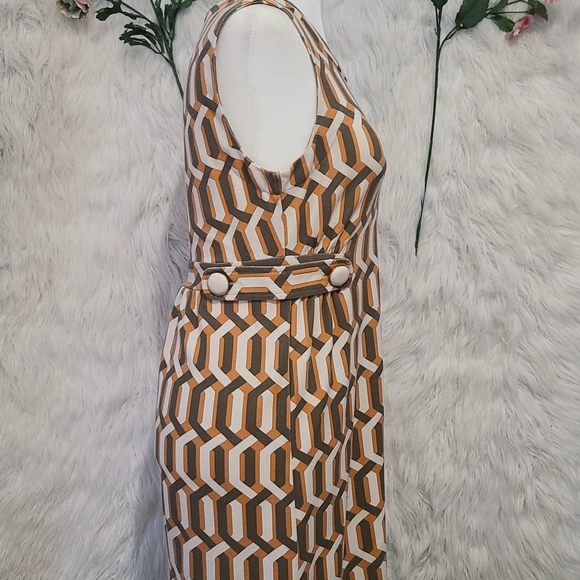 3/$20- Banana republic orange white and green geometric retro inspired dress - Picture 3 of 5